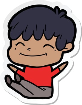 sticker of a cartoon happy boy vector