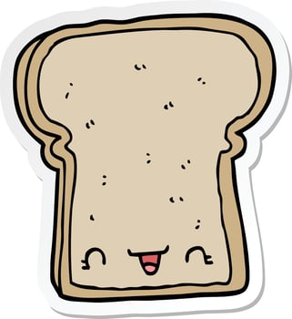 sticker of a cute cartoon slice of bread vector
