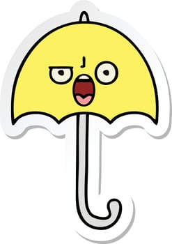 sticker of a cute cartoon umbrella vector