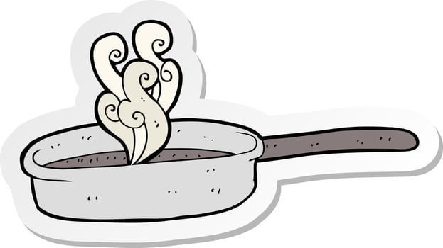 sticker of a cartoon frying pan vector