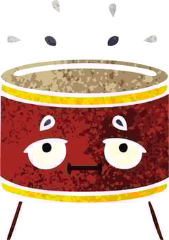 retro illustration style cartoon drum vector
