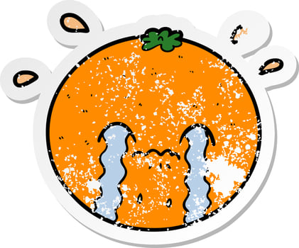 distressed sticker of a cartoon orange vector