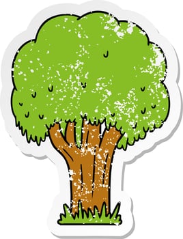 distressed sticker cartoon doodle of a summer tree vector