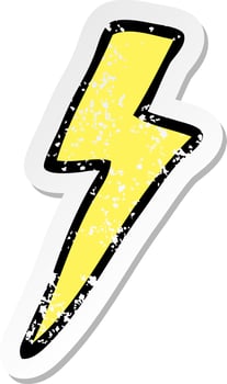 distressed sticker of a cartoon lightning bolt vector