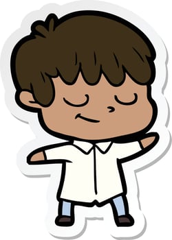 sticker of a cartoon happy boy vector