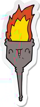 sticker of a cartoon flaming chalice vector