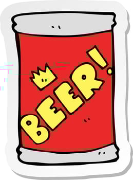 sticker of a cartoon beer can vector