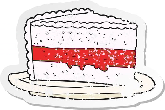 retro distressed sticker of a cartoon cake vector