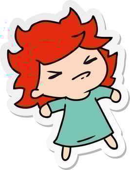 sticker cartoon of a cute kawaii girl vector
