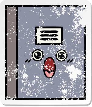 distressed sticker of a cute cartoon notebook vector