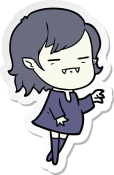sticker of a cartoon undead vampire girl reaching out vector