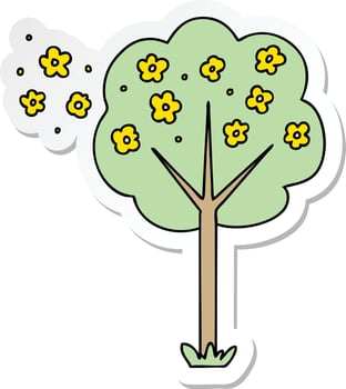sticker of a quirky hand drawn cartoon tree vector
