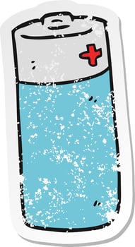 retro distressed sticker of a cartoon battery vector