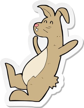 sticker of a cartoon hare vector