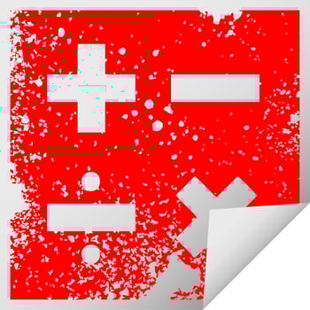 distressed square peeling sticker symbol math symbols vector