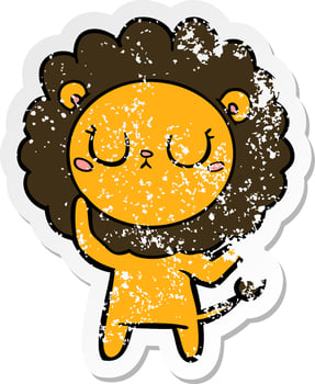 distressed sticker of a cartoon lion vector