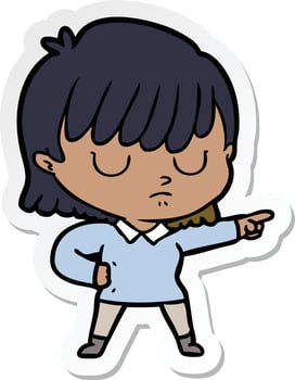 sticker of a cartoon woman vector