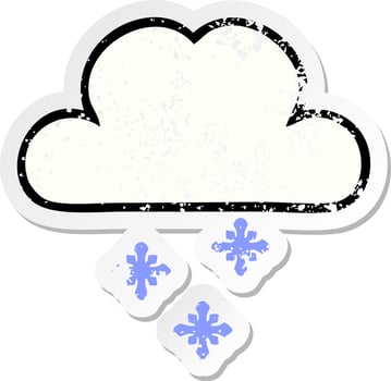 distressed sticker of a cute cartoon snow cloud vector