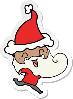 happy bearded man wearing santa hat vector