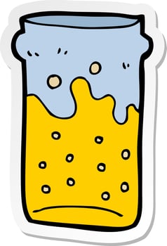 sticker of a cartoon pint of beer vector