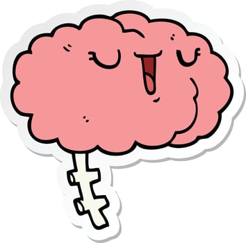 sticker of a happy cartoon brain vector