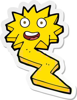 sticker of a cartoon electric lightning bolt vector