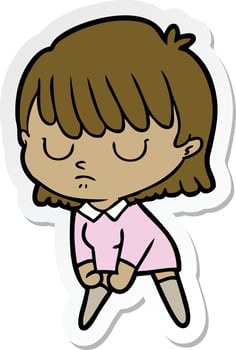 sticker of a cartoon woman vector