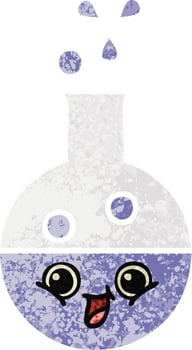 retro illustration style cartoon test tube vector