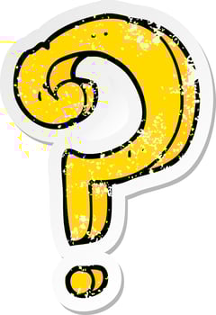 distressed sticker of a cartoon question mark vector