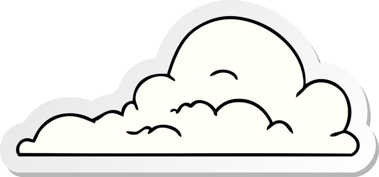 sticker cartoon doodle of white large clouds vector