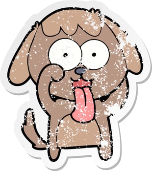 distressed sticker of a cute cartoon dog vector