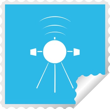 square peeling sticker cartoon satellite vector