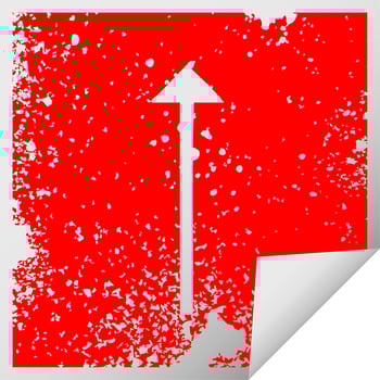 distressed square peeling sticker symbol long arrow symbol vector