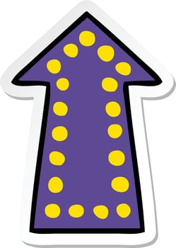 sticker of a quirky hand drawn cartoon arrow vector