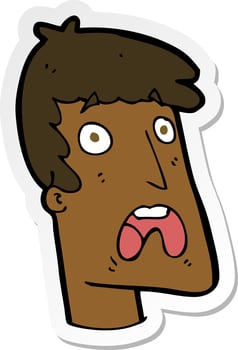 sticker of a cartoon shocked man vector