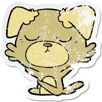 distressed sticker of a cute cartoon dog vector