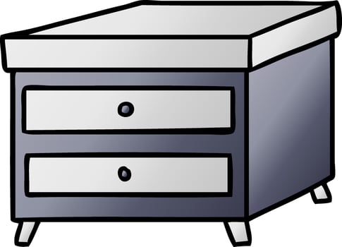 gradient cartoon doodle of a bedside table vector