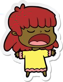 sticker of a cartoon woman talking loudly vector