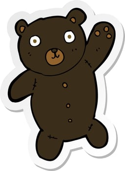 sticker of a cartoon cute black teddy bear vector