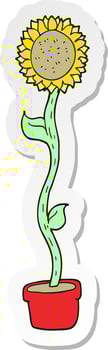 sticker of a cartoon sunflower vector