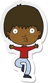 sticker of a cartoon excited boy vector