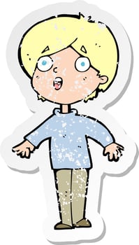 retro distressed sticker of a cartoon surprised man vector