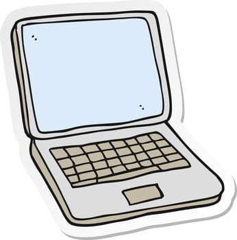 sticker of a cartoon laptop computer vector