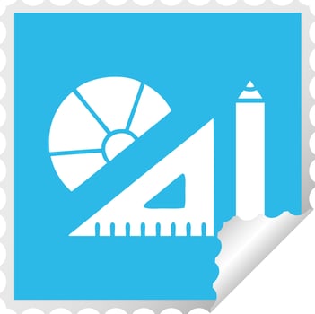 square peeling sticker cartoon maths kit vector