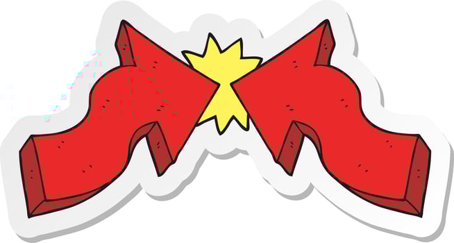 sticker of a cartoon pointing arrows vector