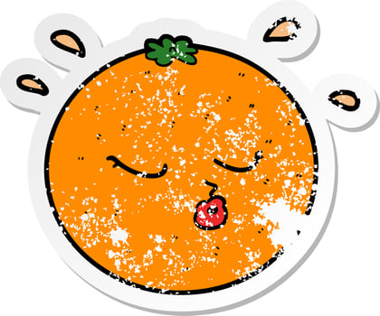 distressed sticker of a cartoon orange vector