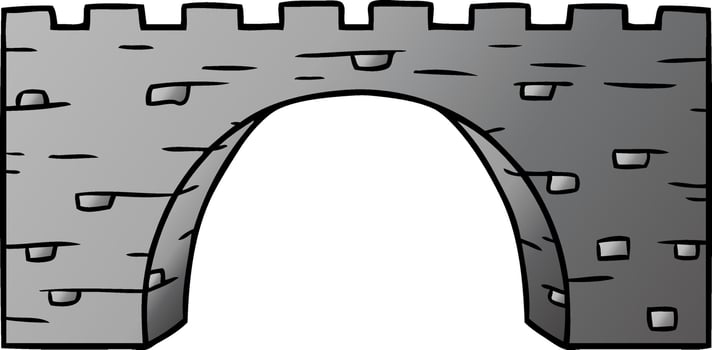 gradient cartoon doodle of a stone bridge vector