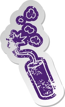 distressed old sticker of a lit dynamite stick vector