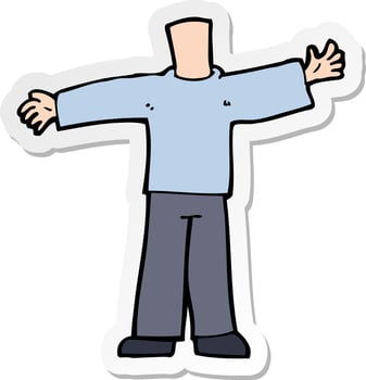 sticker of a cartoon body with open arms vector