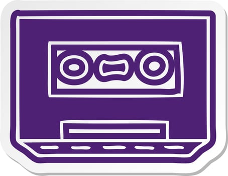 cartoon sticker of a retro cassette tape vector